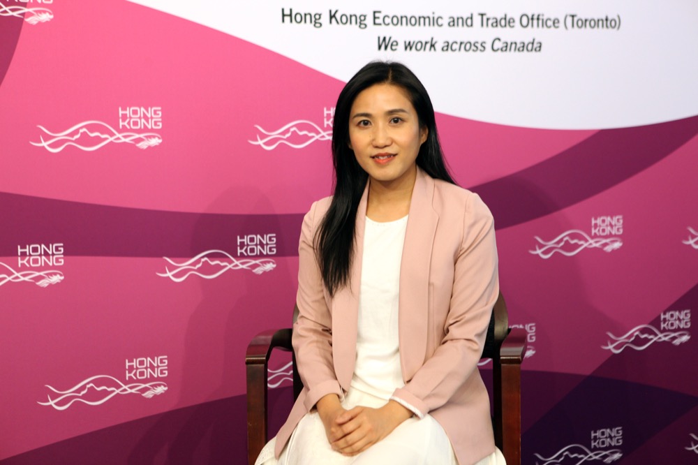 Director of the Hong Kong Economic and Trade Office in Toronto (HKETO), Ms Emily Mo, speaks at the virtual opening ceremony of the 33rd Toronto International Dragon Boat Race Festival on June 26.