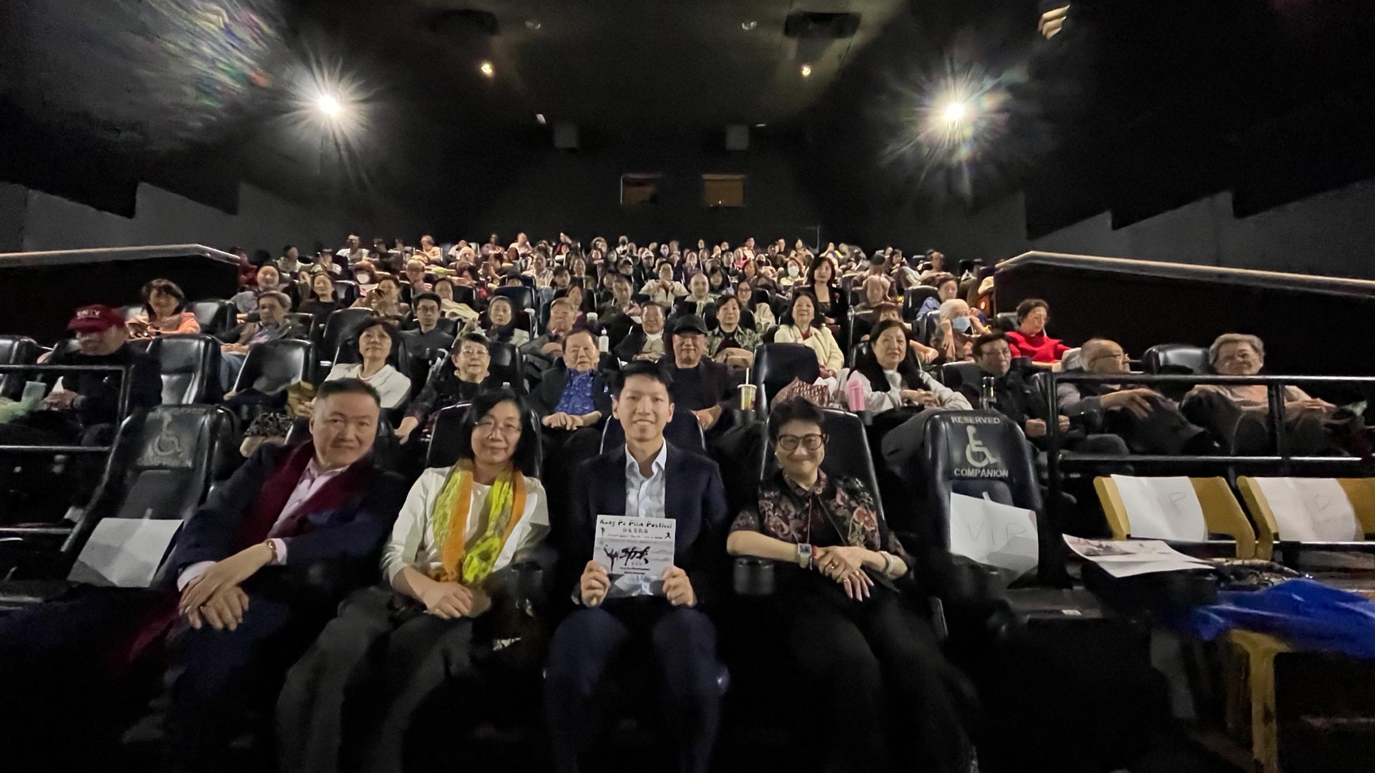 The Hong Kong Economic and Trade Office in Toronto (Toronto) (HKETO) supported the screening of six Hong Kong kung fu movies at the Kung Fu Film Festival (Festival) in the Greater Toronto Area. Photo shows the Acting Director of the HKETO, Mr Gavin Yeung (first row, second right); the Festival Chair, Ms Connie Yu (first row, first right) and Festival Curator, Ms Catherine Lam (first row, third right), before the screening of the closing film at the Festival in Toronto on June 1.