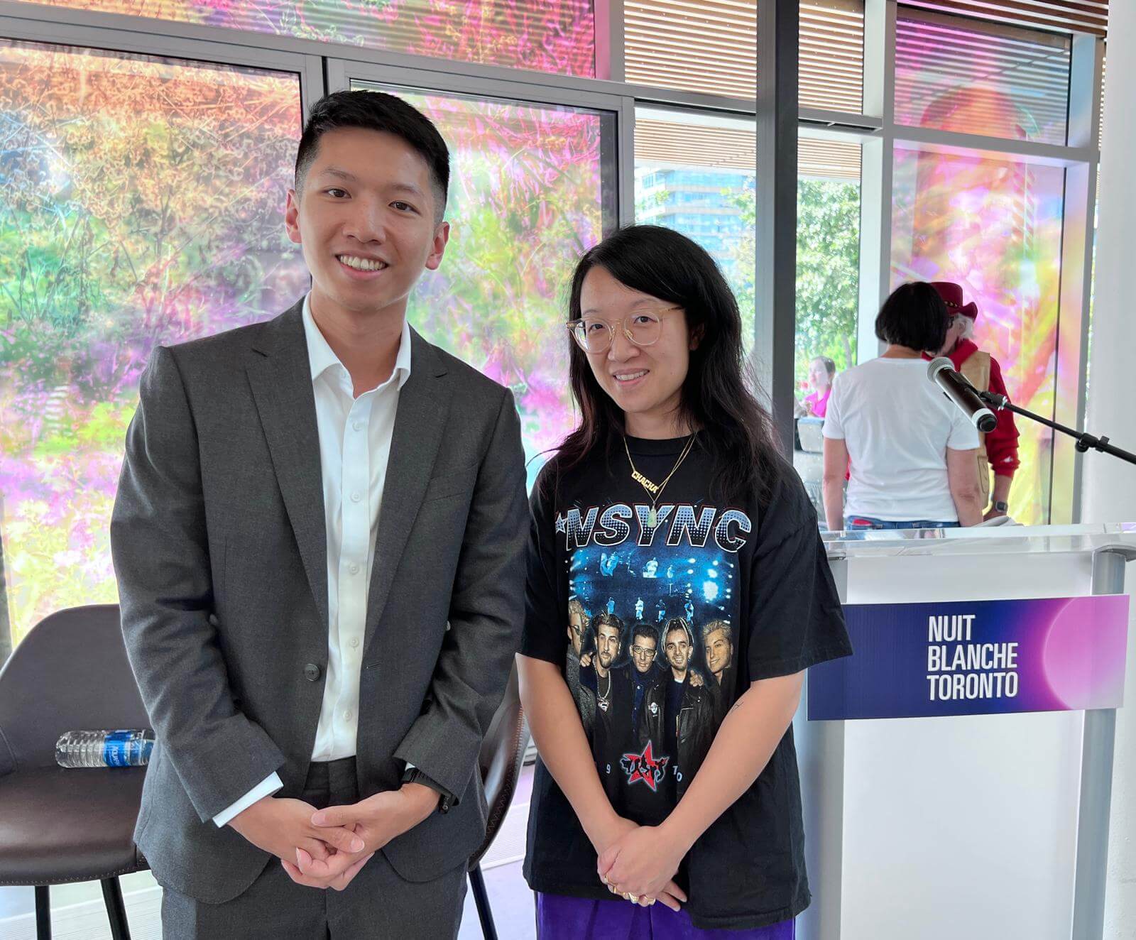 Picture shows the Acting Director of Hong Kong Economic and Trade Office (Toronto), Mr Gavin Yeung (left), and Canadian curator, Ms Charlene K. Lau (right) at a workshop on Nuit Blanche Toronto 2025.