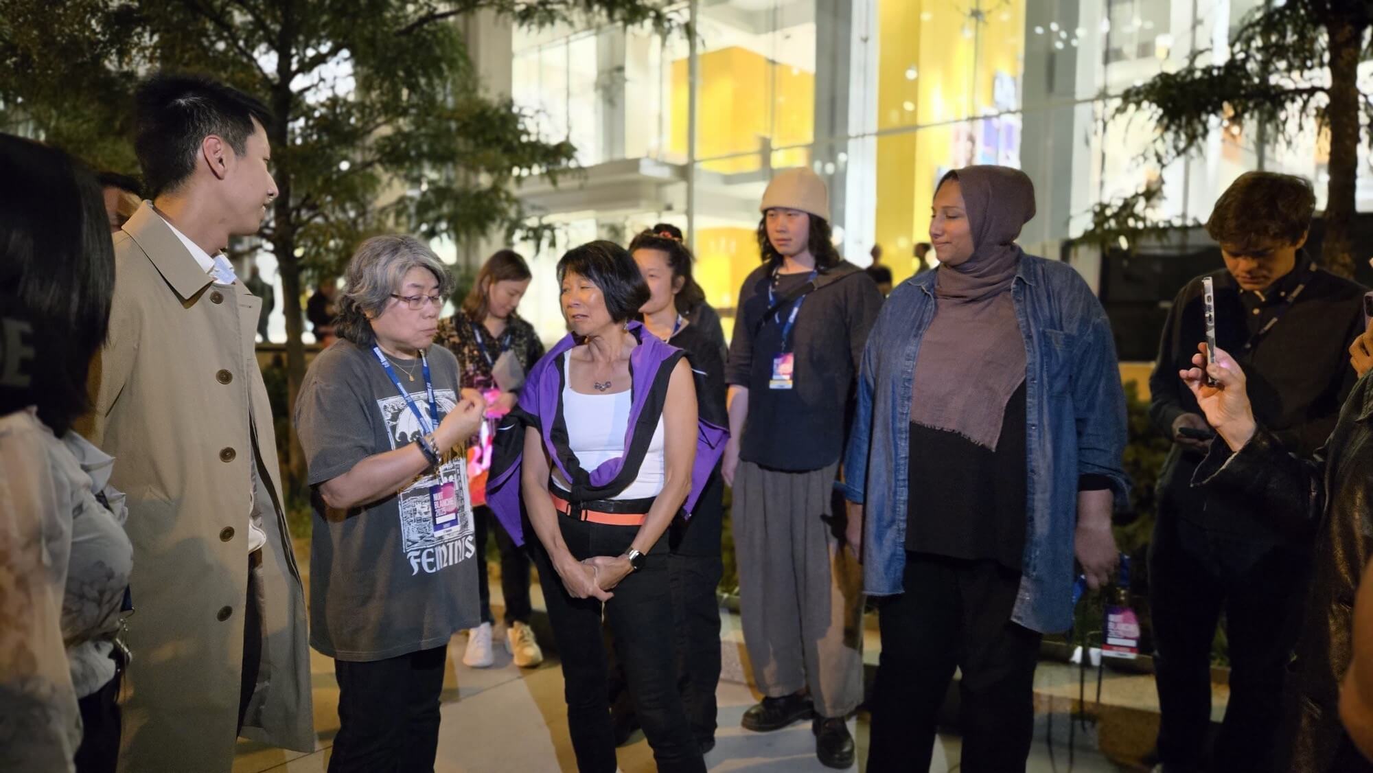 Hong Kong media artist, Ellen Pau (third left) shared her ideas and the creation process of “The Eye of Wisdom” with Toronto Mayer, Olivia Chow (centre) and the Acting Director of Hong Kong Economic and Trade Office (Toronto), Mr Gavin Yeung (second left) at Nuit Blanche Toronto 2025 on October 4.