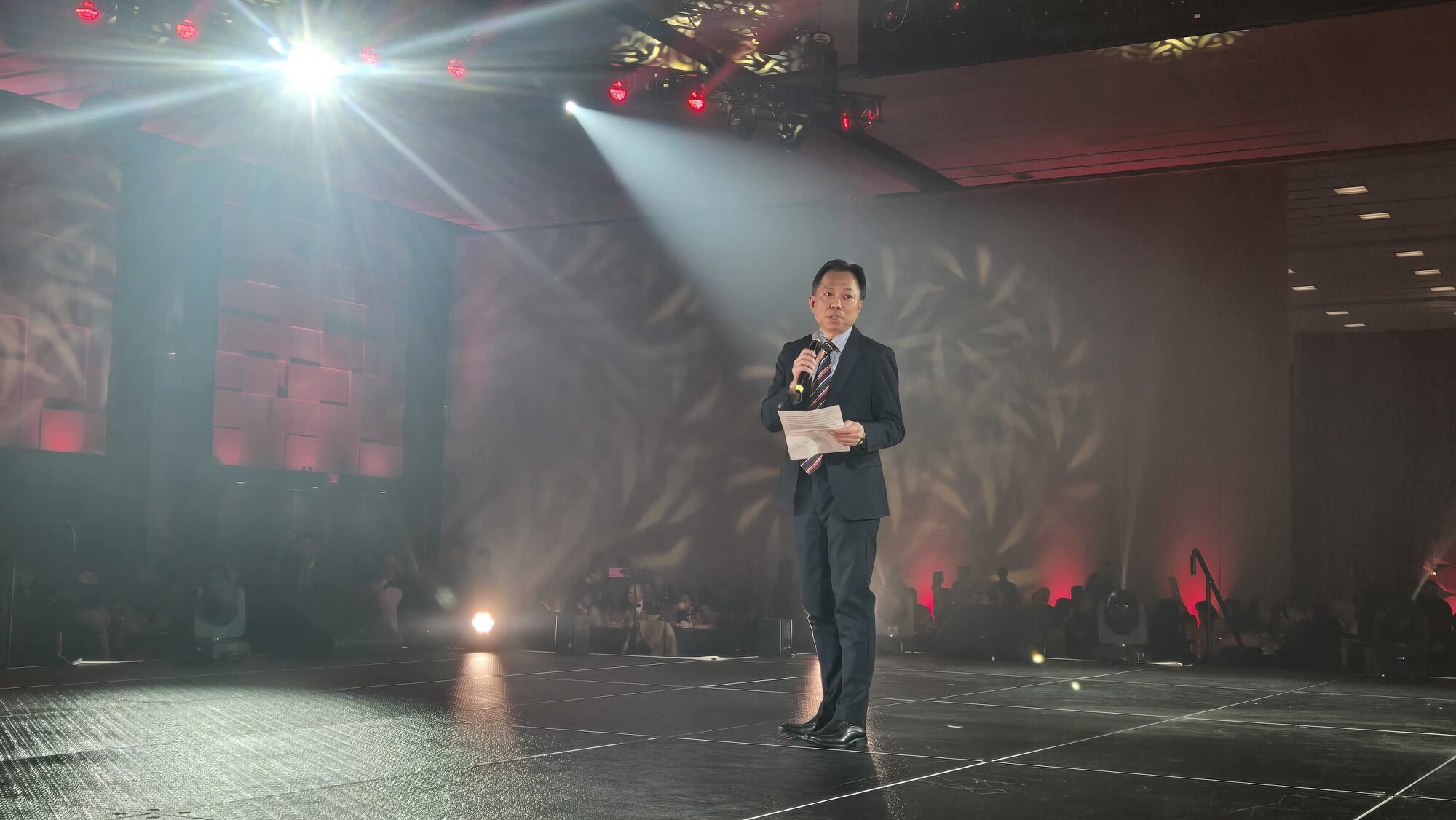 The Director of the Hong Kong Economic and Trade Office (Toronto), Mr Bill Wong, speaks at the 37th Dragon Ball hosted by the Yee Hong Community Wellness Foundation on February 14 in Toronto, Ontario.