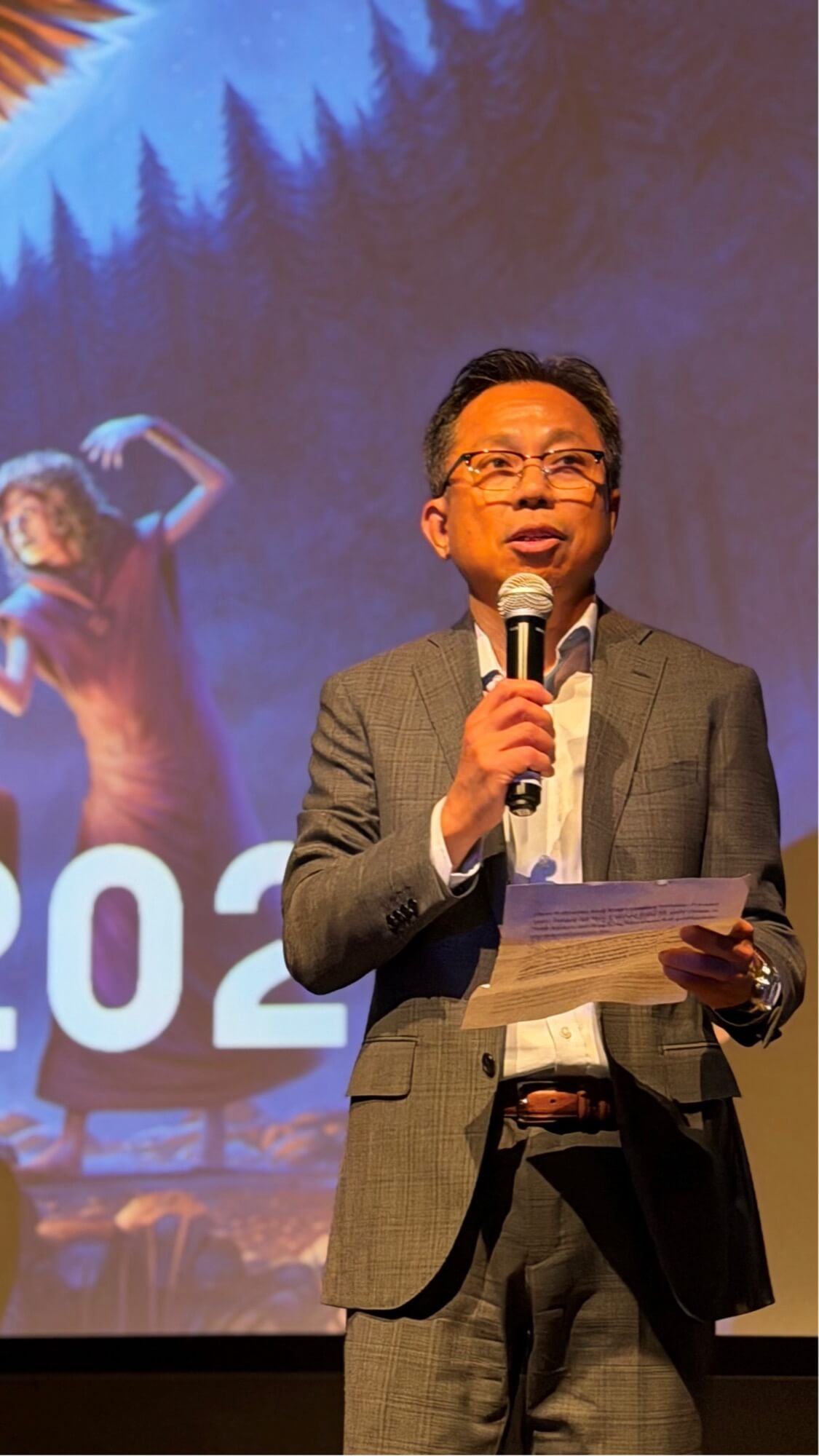 The Director of the Hong Kong Economic and Trade Office (Toronto), Mr Bill Wong, speaks before the screening of the Hong Kong movie “Unidentified Murder” at the 2026 Fantasia International Film Festival in Montreal, Canada, on July 18.
